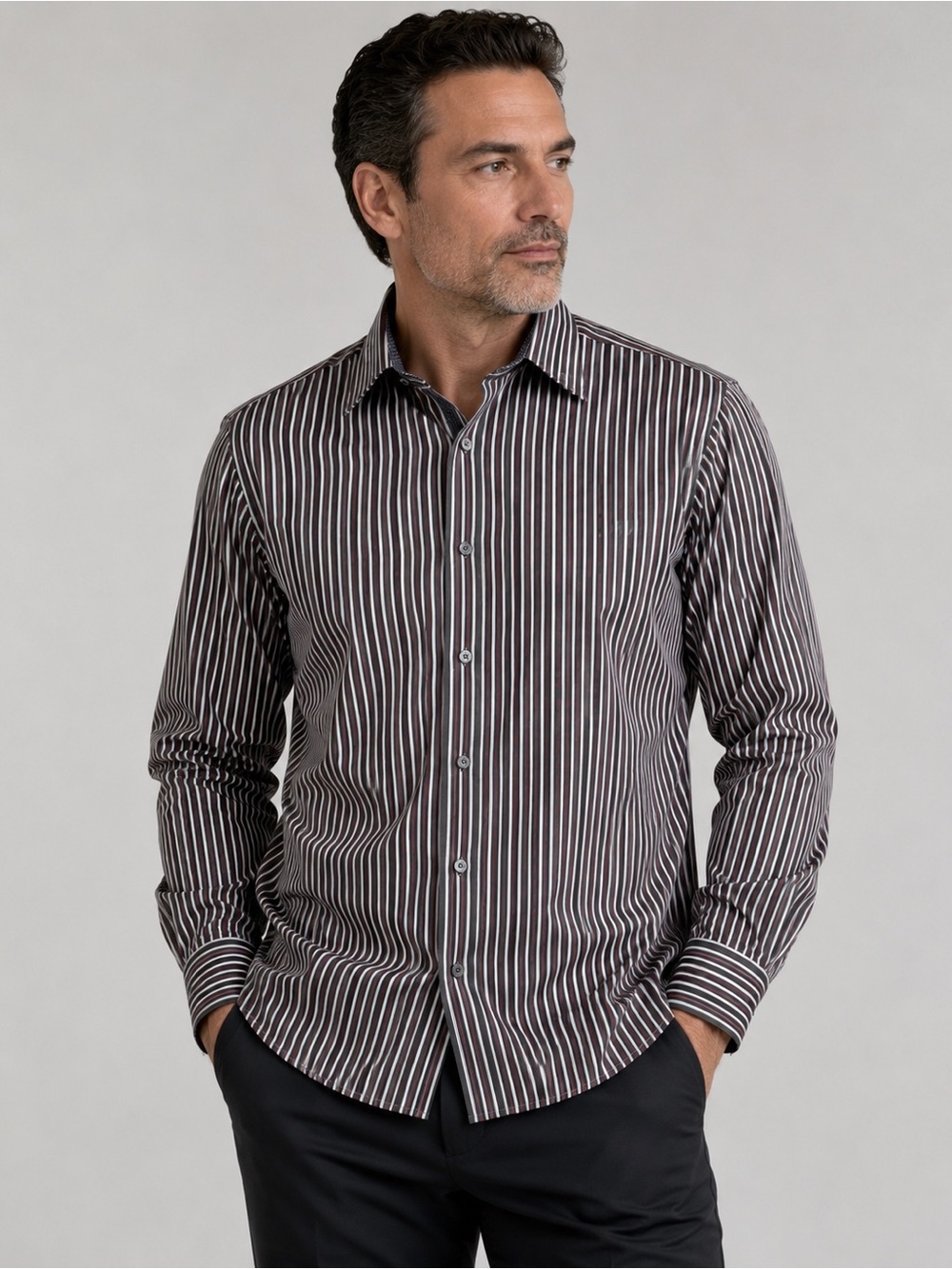 Bugatchi Men’s Dress Shirt 16,  35 Classic Fit Striped L
